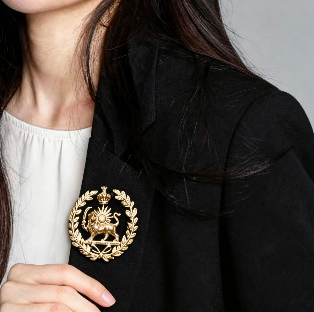 Imperial Persian Lion & Sun Royal Brooch